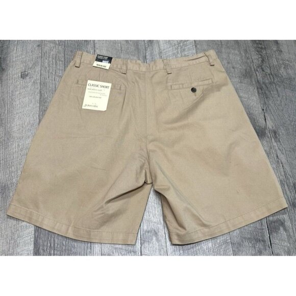 St.‎ Johns Bay Shorts Mens 36 Khaki Double Pleat Cotton Twill Casual 8" NWT read - Picture 2 of 7